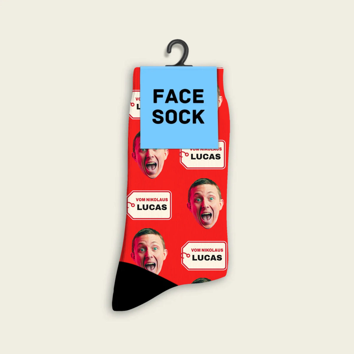 FaceSock St. Nicholas gift tag socks with name