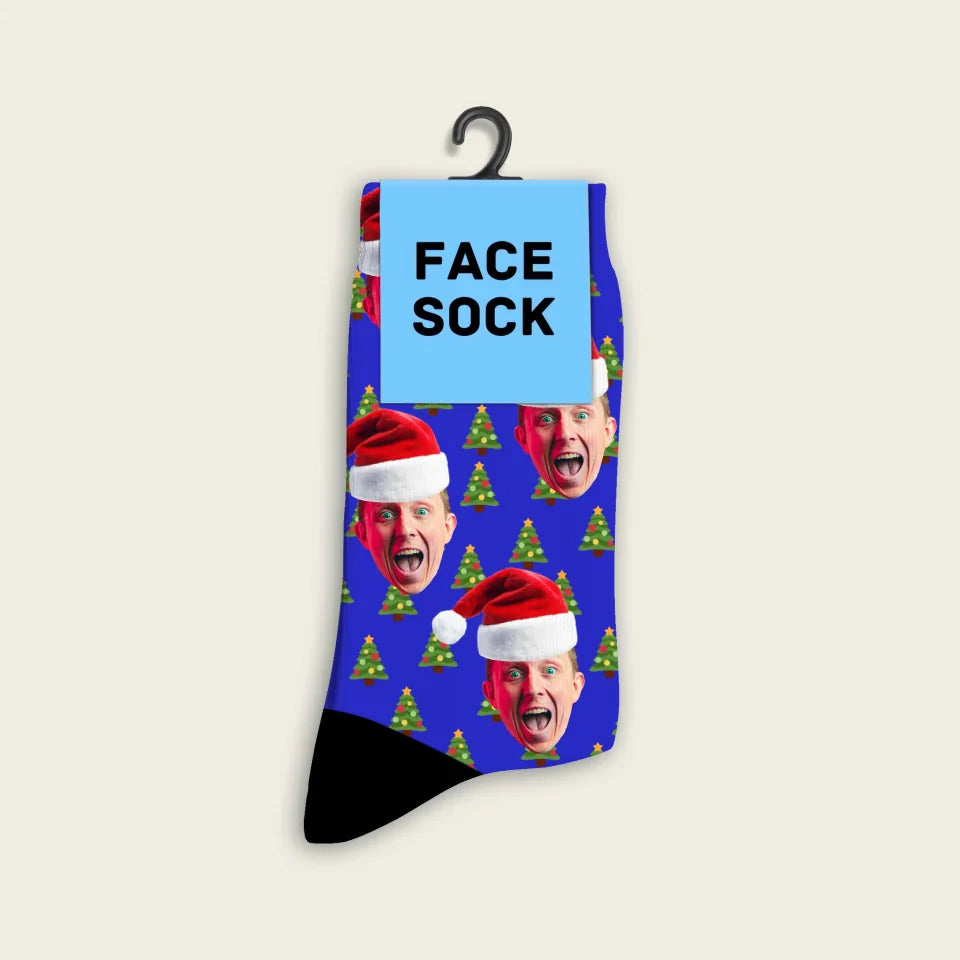 Personalisierte Weihnachtssocken mit Foto und Mütze